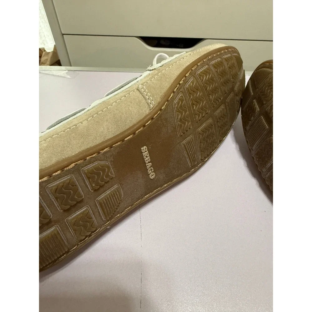 Sebago Bala Womens 7.5M Taupe Suede White Leather Boat Shoes